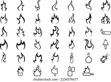 set of flame icons vector