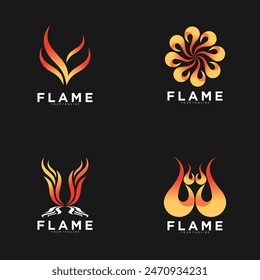 Set flame logo design vector with creative concept