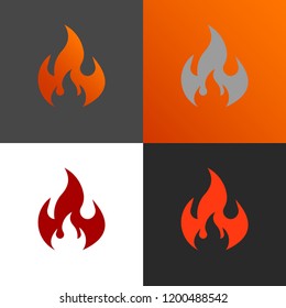 Set of flame logo on a different background. Vector illustration