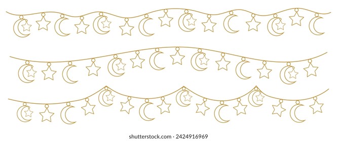 Set of flames for decorating a banner for Ramadan Kareem. Modern vector image for design