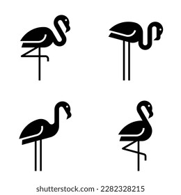 Set of Flamingo Logo. Icon design. Template elements