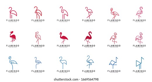 Set of Flamingo logo with modern design. Icon flamigo vector illustration