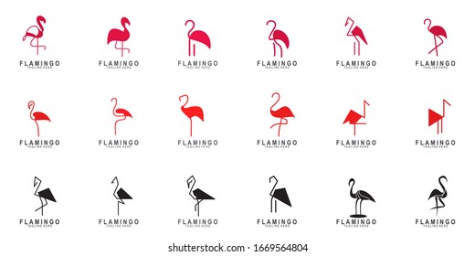 Set of Flamingo logo with modern design. Icon flamigo vector illustration