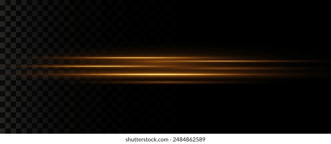 Conjunto de bengalas, luces, destellos sobre un fondo transparente. Conjunto de elementos destacados Horizontales. Conjunto de bengalas amarillas.