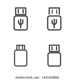 Set of flash drive icon, usb icon with line design suitable for minimalist graphic design or modern interface design 