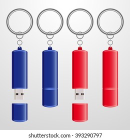 Set of Flash Drive Key Chain : Vector Illustration