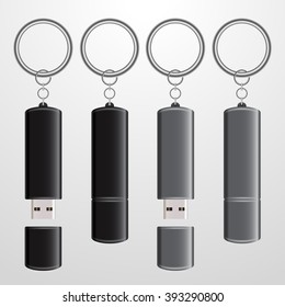 Set of Flash Drive Key Chain : Vector Illustration