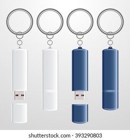 Set of Flash Drive Key Chain : Vector Illustration