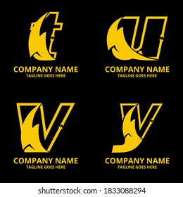Set flash initial letter  Logo Icon Template. Illustration vector graphic. Design concept Electrical Bolt With letter symbol. Perfect for corporate, technology, initial , more technology brand identit