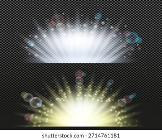Set of flash light effects with flickering effect realistic vector graphics