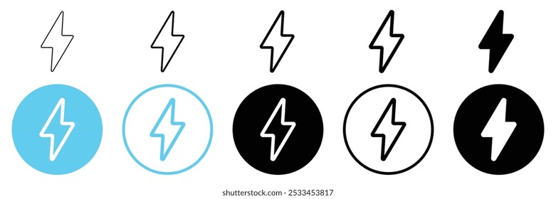Set of flash lightning thunder bolt icon collection. Thunder power symbol. Vector Illustration.