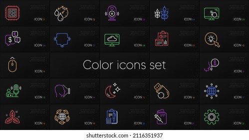 Set of Flash memory, Face id and Service line icons. Include Vaccination passport, Timer, Money currency icons. Swipe up, Report, Cpu processor web elements. Eco organic. Vector