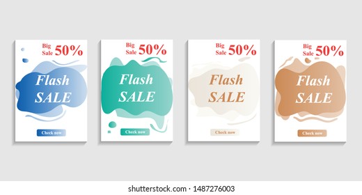 Set of flash sale with design for A4 paper and web template concept, promotion special offer  up to discount 50% banner template with editable text and picture on paper.vector art and illustration.