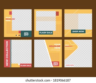 Set of Flash Sale editable minimal squara social media banner template. Suitable modern designs for social media post and web internet ads