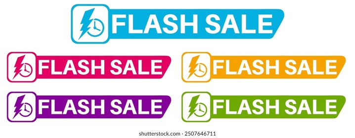 set flash sale icon labels sign template sticker design vector illustration