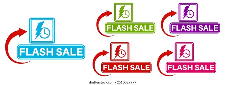 set flash sale icon labels sign template sticker design vector illustration