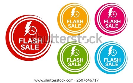 set flash sale icon labels sign template sticker design vector illustration