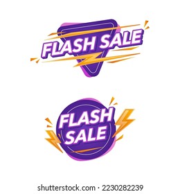 Set of Flash sale shopping text banner vector illustration collection