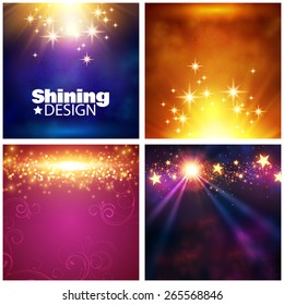 Set of flash shining vector backgrounds.