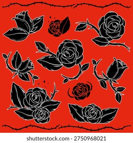 Conjunto rosas  espinas