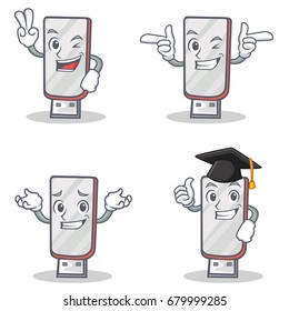 Set of flashdisk character with two finger wink graduation