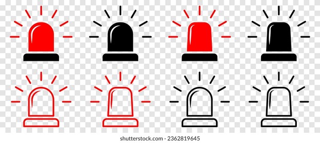 Set of flasher icons. Police and ambulance symbol. Vector illustration isolated on transparent background