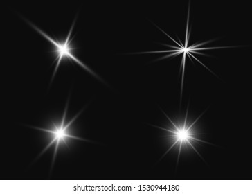 Set of flashes, Lights and Sparkles on a transparent background. Bright gold flashes and glares. Abstract lights isolated Bright rays of light. Glowing lines. Vector illustration eps 10.