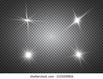 Set of flashes, Lights and Sparkles on a transparent background. Bright gold flashes and glares. Abstract golden lights isolated Bright rays of light. Glowing lines. Vector illustration eps 10.