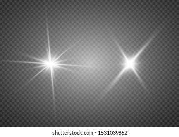 Set of flashes, Lights and Sparkles on a transparent background. Bright gold flashes and glares. Abstract golden lights isolated Bright rays of light. Glowing lines. Vector illustration eps 10.