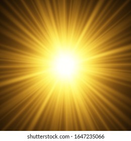 Satz von Blitzen, Lichtern und Falten auf transparentem Hintergrund. Helles Gold blinkt und glänzt. Abstrakte goldene Lichter isoliert Helle Lichtstrahlen. Glühende Linien. Vektorillustration, Abbildung eps10.