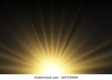 Set of flashes, Lights and Sparkles on a transparent background. Bright gold flashes and glares. Abstract golden lights isolated Bright rays of light. Glowing lines. Vector illustration eps 10.