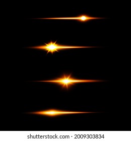 Set of flashes, Lights and Sparkles on a transparent background. Bright gold flashes and glares. Abstract