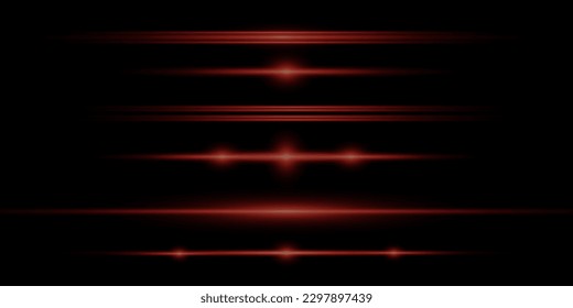 A set of flashes, lights and sparkles on a black background. Bright flashes and glare. Abstract isolated lights Bright rays of light. Glowing lines. Vector illustration eps 10