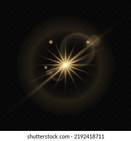 Set of flashes, lights and sparks. Abstract golden lights isolated on a transparent background. Bright gold flashes and glares. Bright rays of light. Glowing lines. Vector illustration. EPS 10