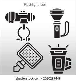 Satz von Flashlight-Symbol, Linie einzeln oder Logo einzelne Zeichen Symbol Vektorgrafik, Umriss-und Strichstil Sammlung von qualitativ hochwertiger Vektorgrafik;
