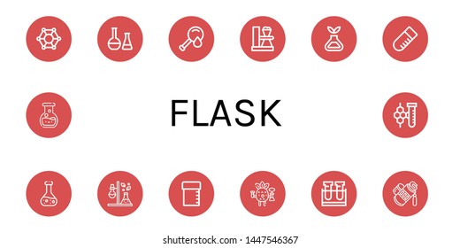 Set of flask icons such as Molecular, Chemical, Blood test, Test tube, Science, Sample tube, Scientific, Tube, Chemistry , flask