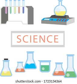 The set of flasks of different colors. Science subjects for College or school class.