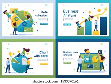 Set Flat 2D concepts Business data analysis, Analytics, Chart with data, DATA collections. For Landing page concepts and web design