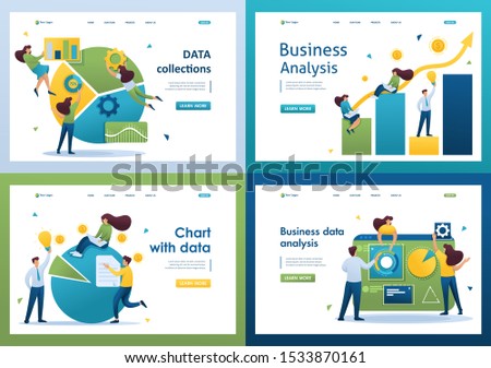 Set Flat 2D concepts Business data analysis, Analytics, Chart with data, DATA collections. For Landing page concepts and web design