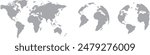 Set of Flat and 3D World Maps in Vector