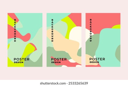 Conjunto de estilo de color retro fluido abstracto plano. cartel, Anuncio, Diseño web. 