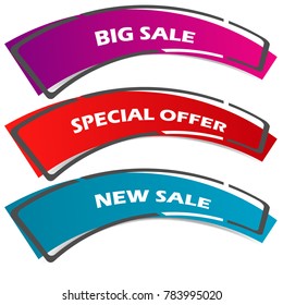 set of flat abstract geometric sale label banner price  tag sticker isolated on white background