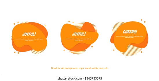 Set of flat abstract memphis vector banner. Modern liquid shapes orange splash. Template design ready for covers, greeting card, poster