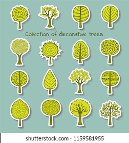 Set of flat abstract trees, ecology icons