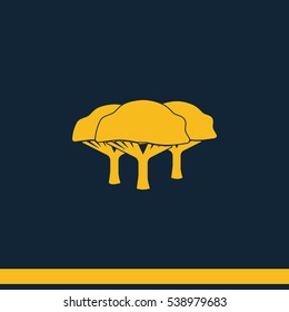 Set of flat African trees. Natural illustration.