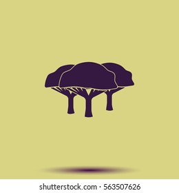 Set of flat African trees. Natural illustration.