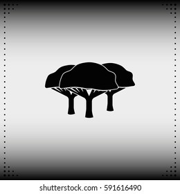 Set of flat African trees. Natural illustration.