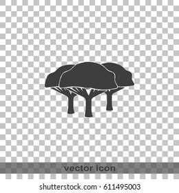 Set of flat African trees. Natural illustration.