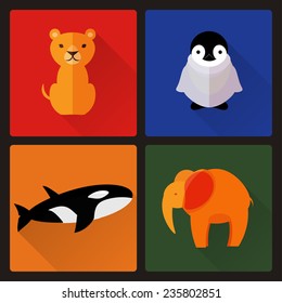 Set of flat animal babies