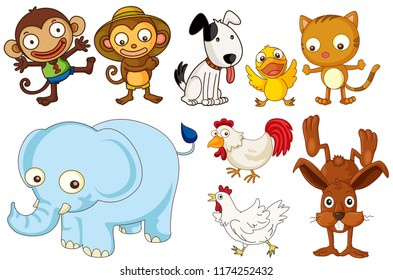 A set of flat animals illustration